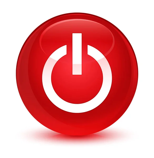 Przycisk okrągły czerwony ikona szklisty zasilania — Zdjęcie stockowe