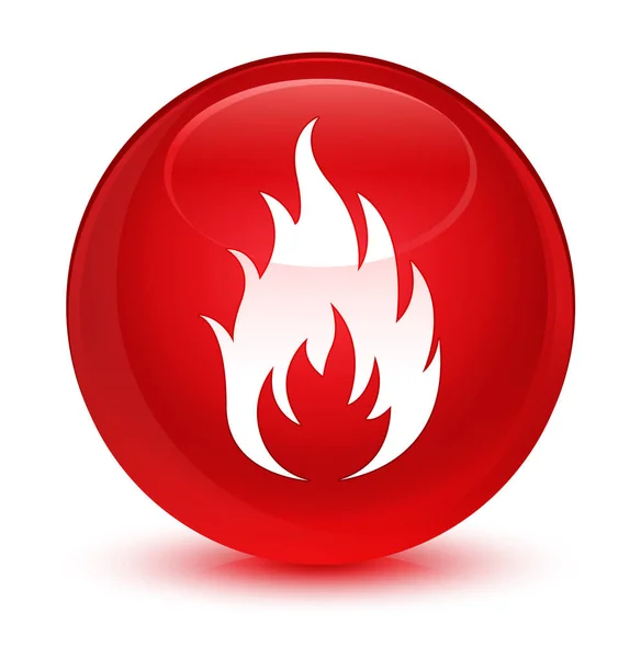 Вогняна іконка скляно-червона кругла кнопка — стокове фото