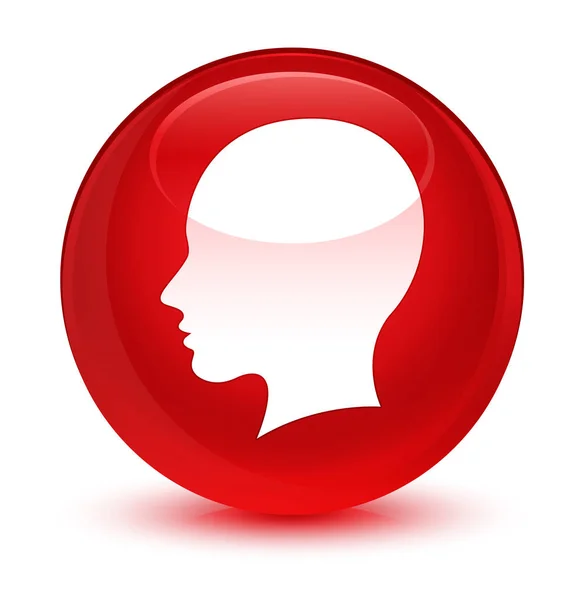 Głowa kobiece kobieta twarz ikona szklisty czerwony okrągły przycisk — Zdjęcie stockowe