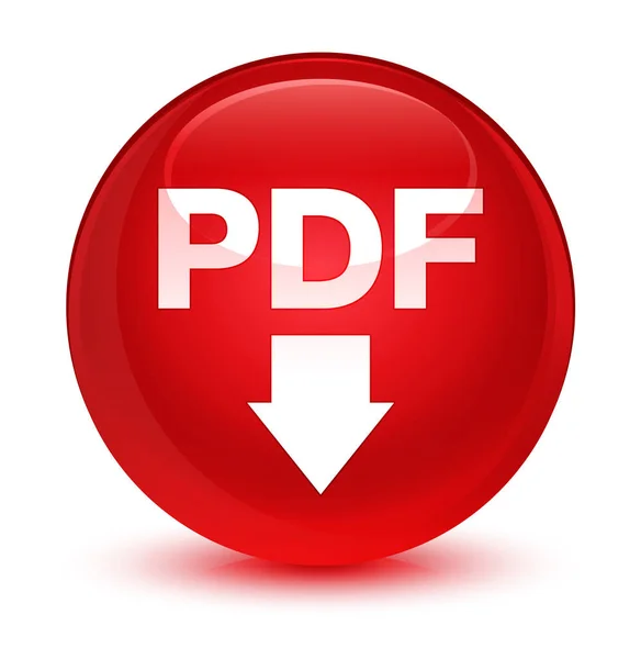 PDF download glassy rode ronde knoop van het pictogram — Stockfoto