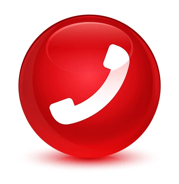 Icono del teléfono cristal rojo botón redondo — Foto de Stock