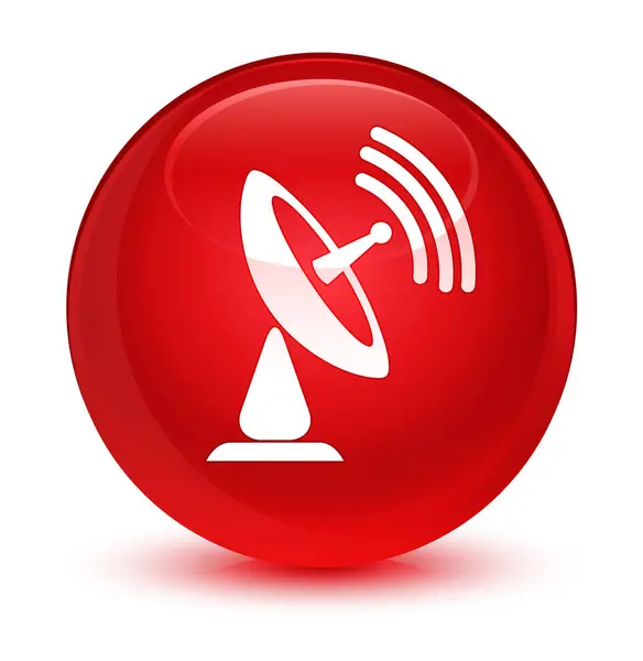 Satellite dish icon glassy red round button — Stock Photo, Image