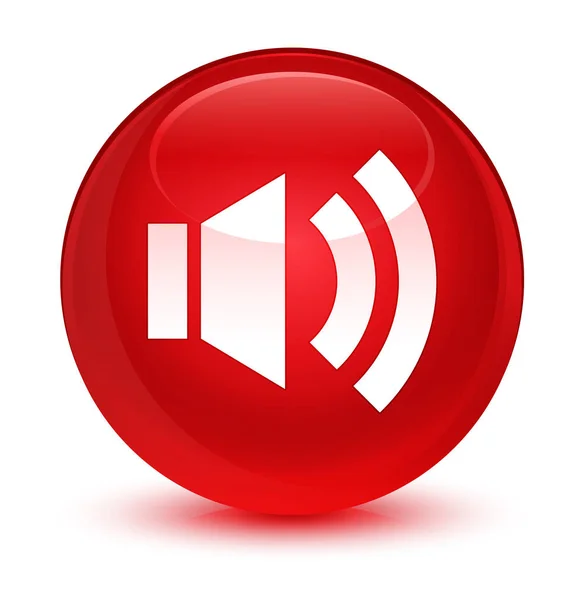 Ícone de volume botão redondo vermelho vítreo — Fotografia de Stock