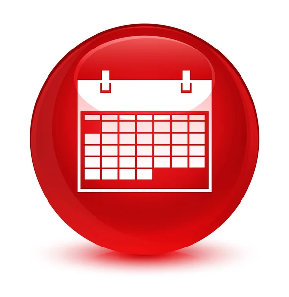 Calendar icon glassy red round button — Stock Photo, Image