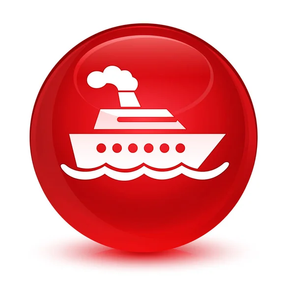 Cruise ship ikonen glasartade röda runda knappen — Stockfoto