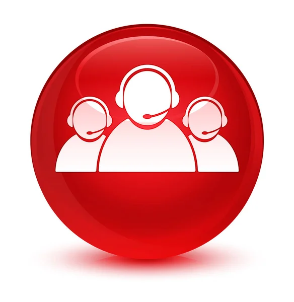 Customer care team icon glassy red round button — Stock Photo, Image