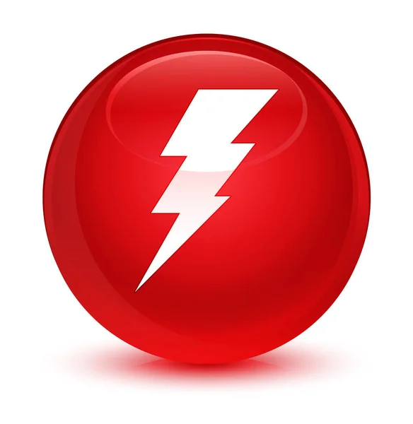 電気アイコン ガラス赤い丸いボタン — ストック写真