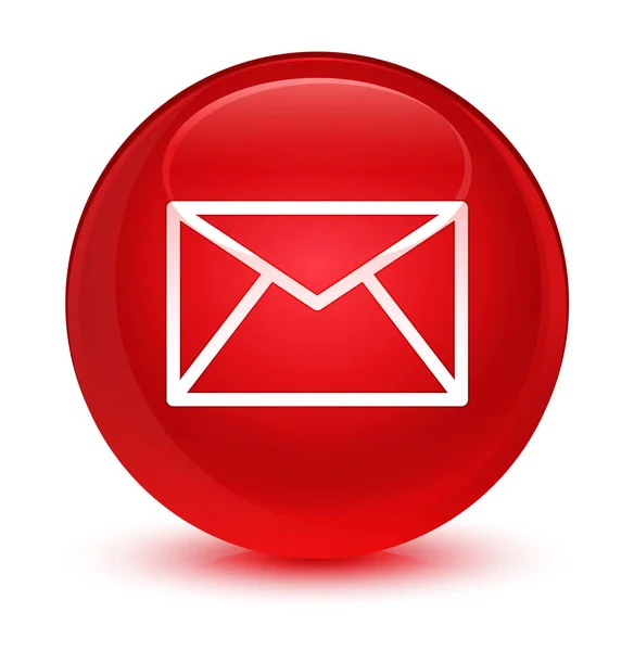 Email icona rosso vetro rotondo pulsante — Foto Stock