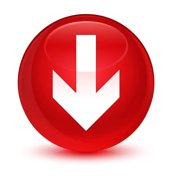 Baixar ícone de seta vítreo botão redondo vermelho — Fotografia de Stock