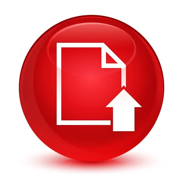Upload document icon glassy red round button