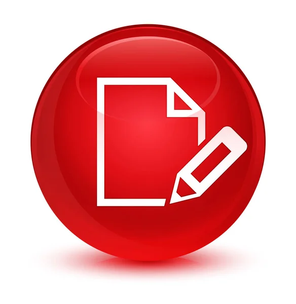 Edit document icon glassy red round button — Stock Photo, Image