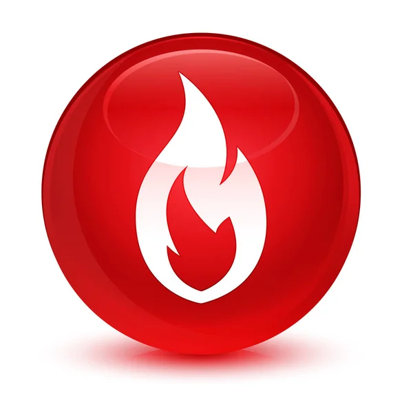 Ogień Płomień ikona szklisty czerwony okrągły przycisk — Zdjęcie stockowe