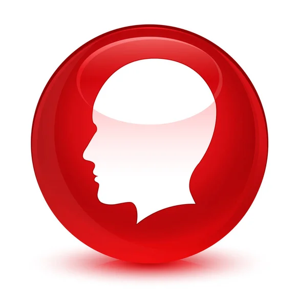 Cabeça homens rosto ícone vítreo botão redondo vermelho — Fotografia de Stock