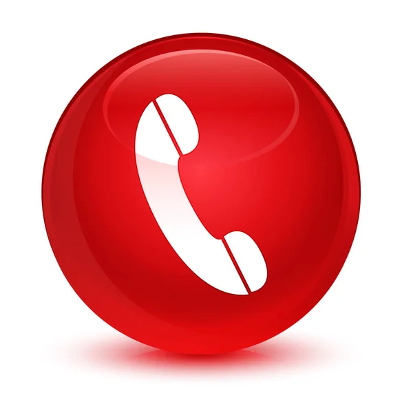 Ícone do telefone botão redondo vermelho vítreo — Fotografia de Stock