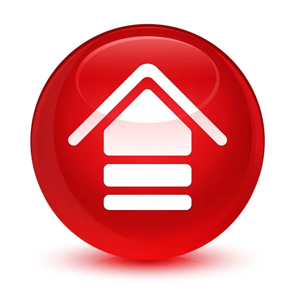 Glassy rode ronde knoop van het pictogram uploaden — Stockfoto