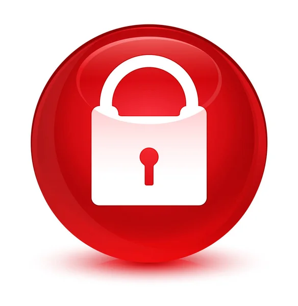 Padlock icon glassy red round button — Stock Photo, Image