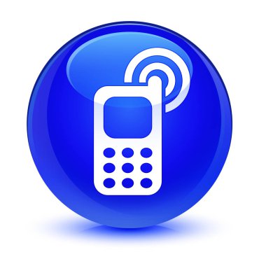 Cep telefonu zil simgesini camsı mavi yuvarlak düğmesi