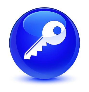 Anahtar simgesi camsı mavi yuvarlak düğmesi