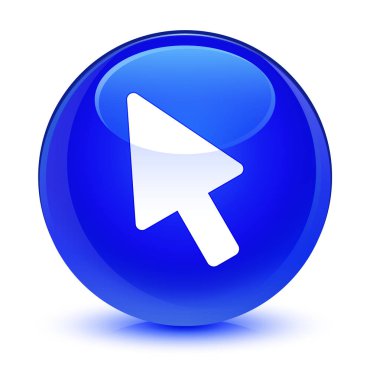 İmleç simgesi camsı mavi yuvarlak düğmesi