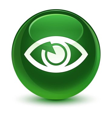 Göz simgesi cam gibi yumuşak yeşil yuvarlak düğmesi