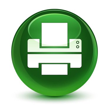 Yazıcı simgesi cam gibi yumuşak yeşil yuvarlak düğmesi