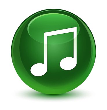 Müzik simgesini cam gibi yumuşak yeşil yuvarlak düğmesi