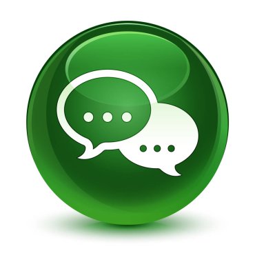 Konuşma balonu simgesini cam gibi yumuşak yeşil yuvarlak düğmesini