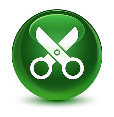 Makas kutsal kişilerin resmi cam gibi yumuşak yeşil yuvarlak düğme