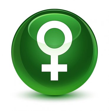 Kadın işareti simgesi cam gibi yumuşak yeşil yuvarlak düğmesi