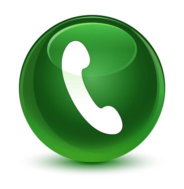 Telefon simgesi cam gibi yumuşak yeşil yuvarlak düğmesi