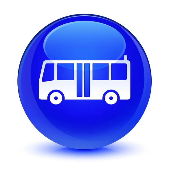 公共汽车图标玻蓝色圆形按钮 — 图库照片