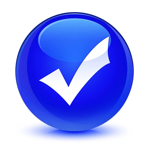 Validierungssymbol glasig blauer runder Knopf — Stockfoto