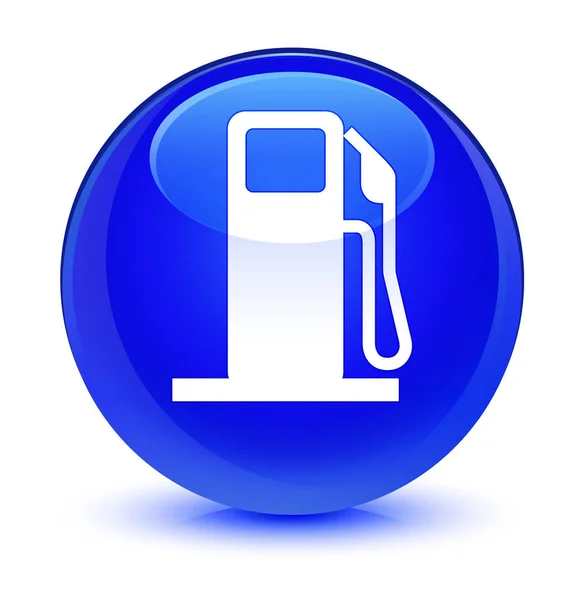 Ícone do distribuidor de combustível botão redondo azul vítreo — Fotografia de Stock