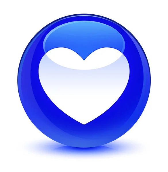 Heart icon glassy blue round button — Stock Photo, Image