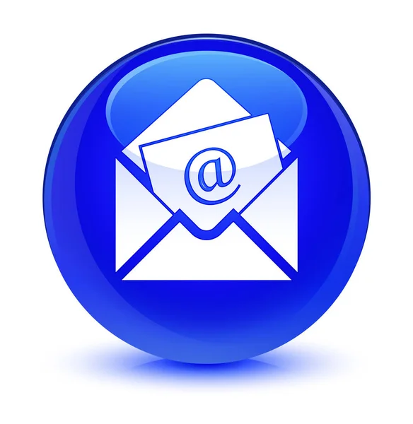 通讯电子邮件图标玻蓝色圆形按钮 — 图库照片