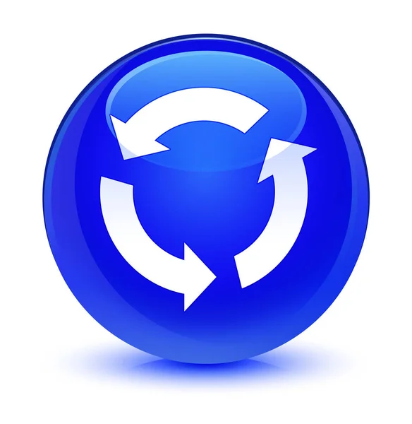 Aktualisieren Symbol glasig blauen runden Knopf — Stockfoto
