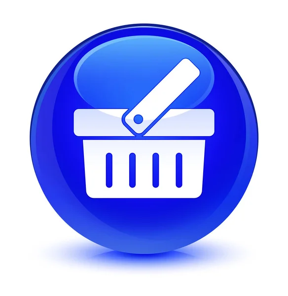 ショッピング カート アイコン ガラス青い丸いボタン — ストック写真
