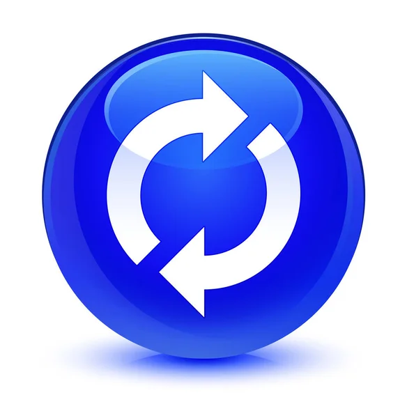 Update-Symbol glasig blauer runder Knopf — Stockfoto