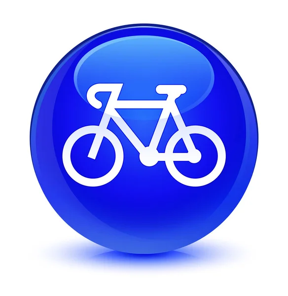 Fahrrad-Ikone glasig blauer runder Knopf — Stockfoto