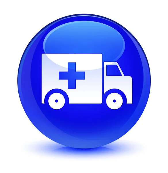 Ambulance icon glassy blue round button — Stock Photo, Image