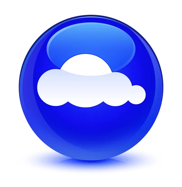 Cloud icon glassy blue round button — Stock Photo, Image