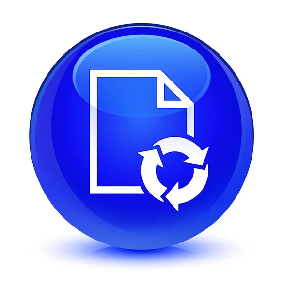 ドキュメント プロセス アイコン ガラス青い丸いボタン — ストック写真