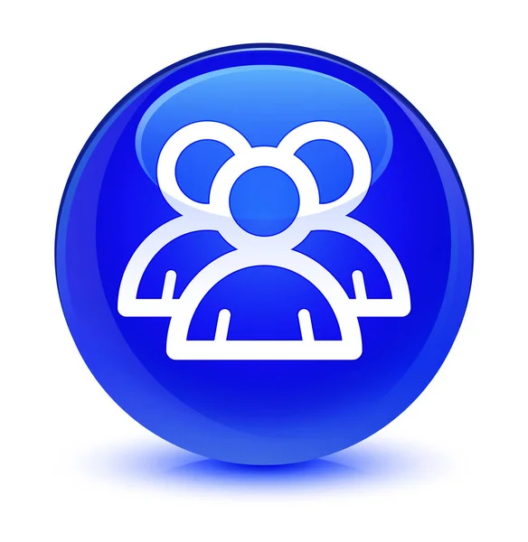 Gruppo icona blu vetro pulsante rotondo — Foto Stock
