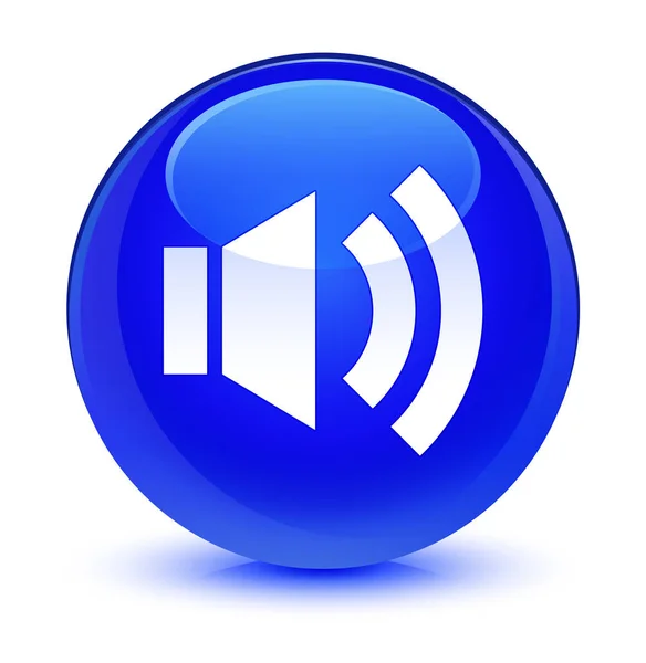 Volume icon glassy blue round button — Stock Photo, Image