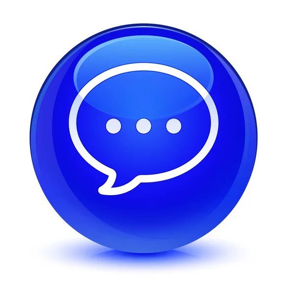 Talk Blase Symbol glasig blau runden Knopf — Stockfoto