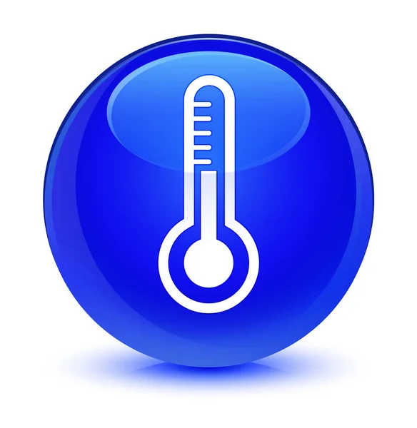 Icono del termómetro botón redondo azul vidrioso — Foto de Stock