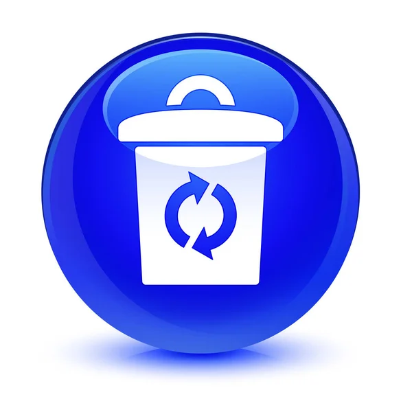 Ícone de lixo botão redondo azul vítreo — Fotografia de Stock