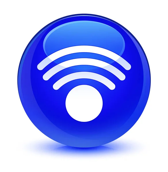 Wifi icon glassy blue round button — Stock Photo, Image