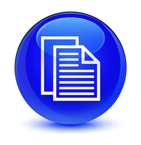 Ícone de páginas de documento azul vítreo botão redondo — Fotografia de Stock