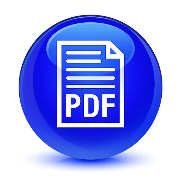 PDF documento icona blu vetro rotondo pulsante — Foto Stock